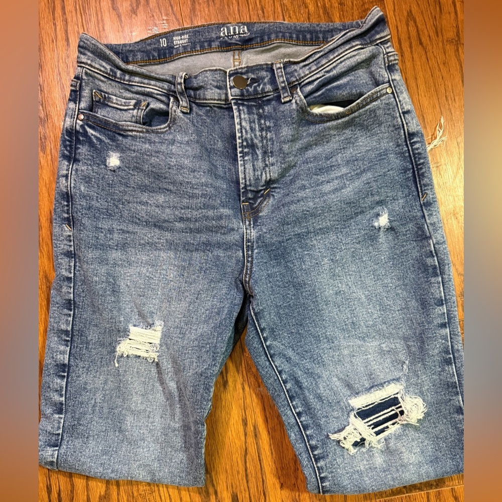 a.n.a High-Rise Straight Jeans - Classic Denim